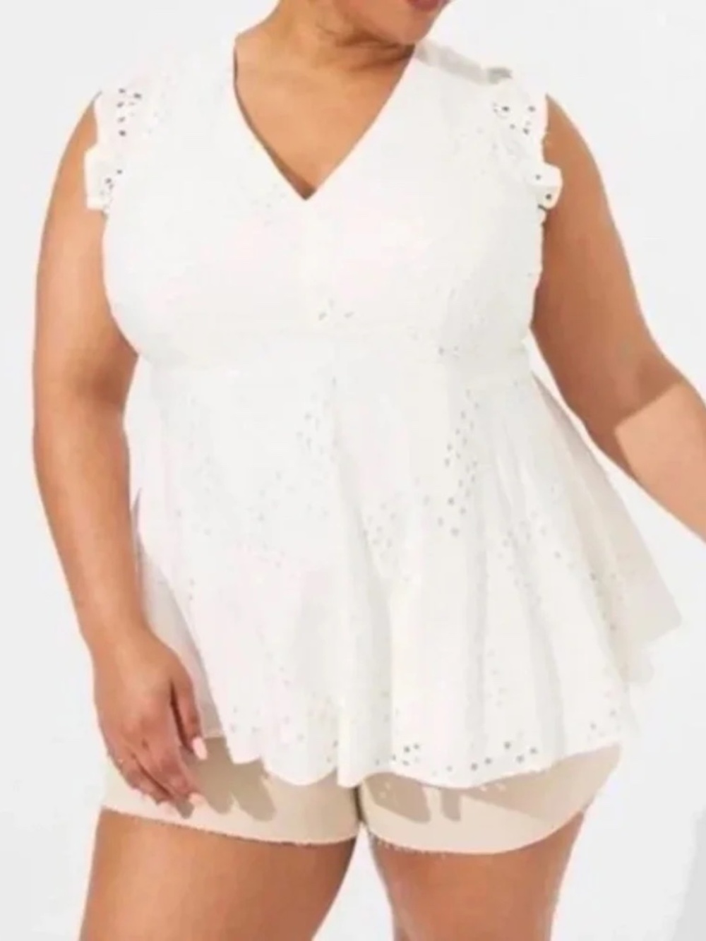 V Neck Babydoll Ruffle Sleeve Top